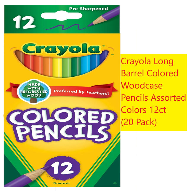 Crayola Long Barrel Colored Woodcase Pencils Assorted Colors 12ct (20 Pack) - Collectibles & Art > Drawing Painting Pens
