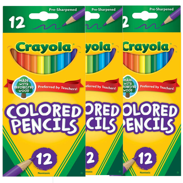 Crayola Long Barrel Colored Woodcase Pencils Assorted Colors 12ct (3 Pack) - Collectibles & Art > Drawing Painting Pens