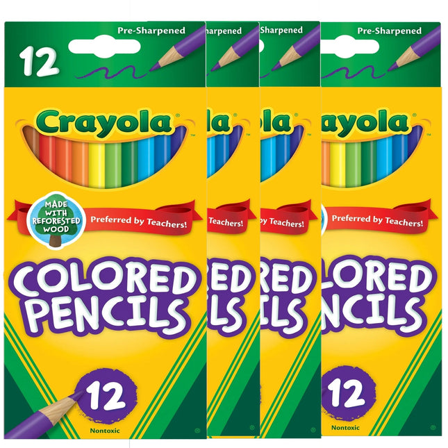 Crayola Long Barrel Colored Woodcase Pencils Assorted Colors 12ct (4 Pack) - Collectibles & Art > Drawing Painting Pens
