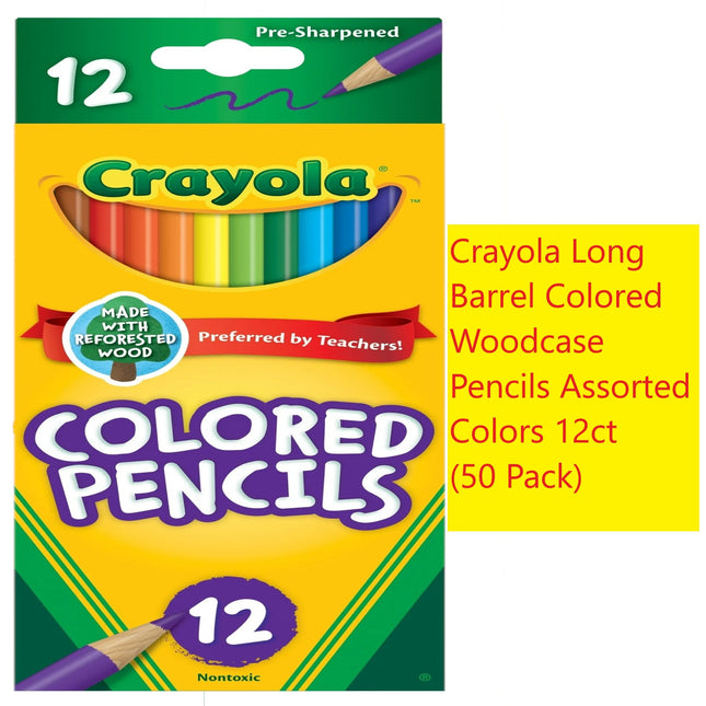Crayola Long Barrel Colored Woodcase Pencils Assorted Colors 12ct (50 Pack) - Collectibles & Art > Drawing Painting Pens