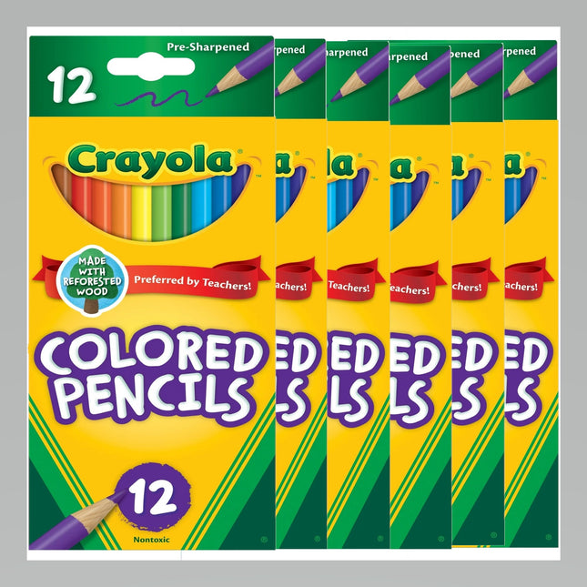 Crayola Long Barrel Colored Woodcase Pencils Assorted Colors 12ct (6 Pack) - Collectibles & Art > Drawing Painting Pens