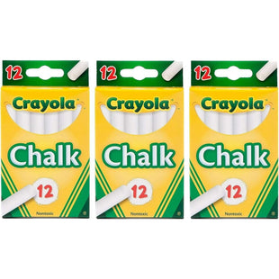 Crayola Non-toxic Chalk White 12 sticks per Box (3 Pack) - Collectibles & Art > Drawing Painting Crayons