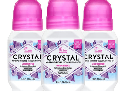 Crystal Body Mineral-Enriched Deodorant RollOn Unisex Unscented 2.25oz (3 Pack) - Personal Care > Bath & Anti-Perspirant