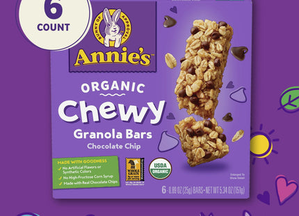 Annie's Homegrown Organic Chewy Granola Bars, Chocolate Chip, 6 Bars, 5.34 oz (Pack Of 1)