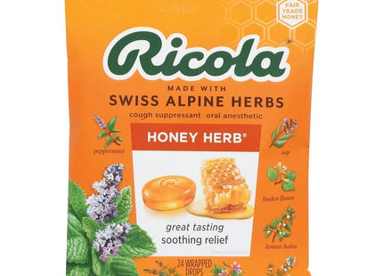 Ricola Honey Herb Herbal Cough Suppressant Throat Drops, 24 Count Bag (Pack Of 7)