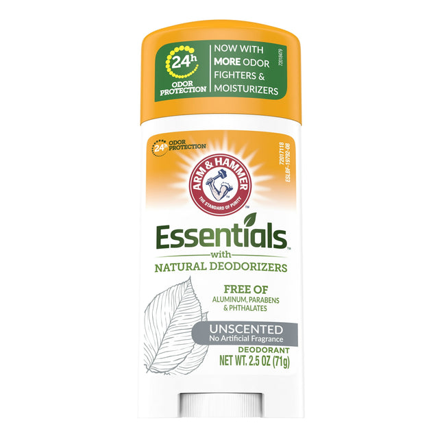 Arm & Hammer Essentials, Natural, Solid, Antiperspirant Deodorant, Unscented 2.5 Ounce (Pack Of 1)