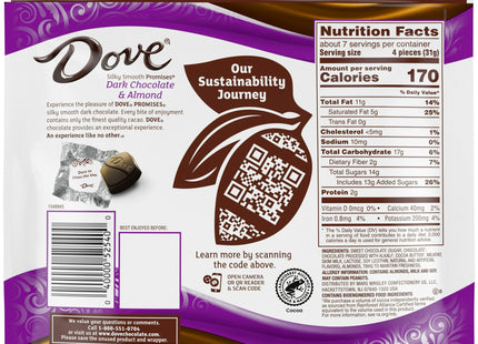 DOVE PROMISES Dark Chocolate Almond Candy, Stand Up Pouch, 7.61 Ounces (Pack Of 2)