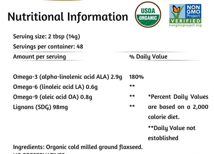 Spectrum Essentials, Organic Ground Premium Flax-seed, Omega-3 Dietary Supplement, 14 Ounce (Pack Of 24)