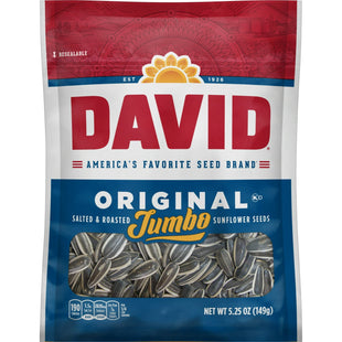 David Original Jumbo Roasted And Salted Sunflower Seeds 5.25oz (12 Pack) - Food & Beverages > Snacks Nuts