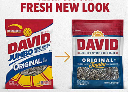 David Original Jumbo Roasted And Salted Sunflower Seeds 5.25oz (2 Pack) - Food & Beverages > Snacks Nuts