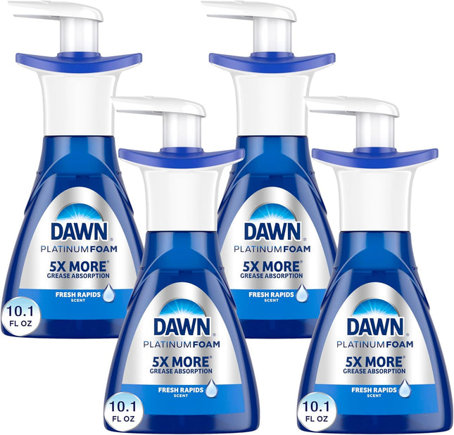 Dawn Platinum Foam Dishwashing Detergent Fresh Rapids 10.1 fl oz (4 Pack) - Household Supplies > Cleaning Products