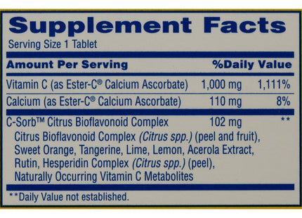 Ester-C Vitamin C, Immune Support Tablets, Dietary Supplement, 1000 Mg, 60 Ct (Pack Of 12)