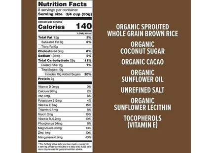 a close up of a nutrition label on a chocolate colored background