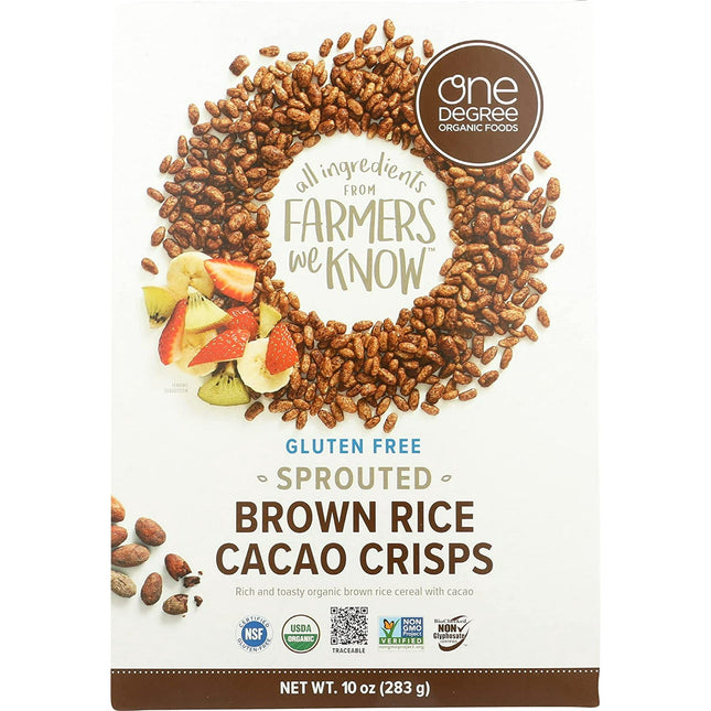 One Degree Organic Foods Cereal Brown Rice Cacao Crisps 10oz (2 Pack) - Food & Beverages > Pasta Grains Cereals