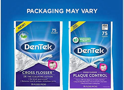 DenTek Cross Flosser Plaque Control Floss Picks X-Shaped 75ct (12 Pack) - Personal Care > Oral Dental & Flossers