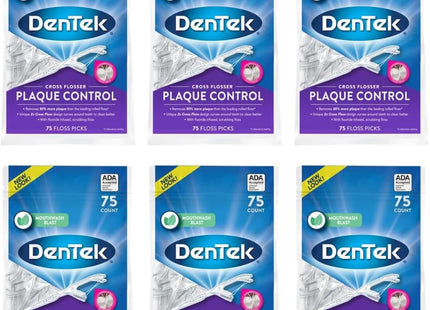 DenTek Cross Flosser Plaque Control Floss Picks X-Shaped 75ct (3 Pack) - Personal Care > Oral Dental & Flossers