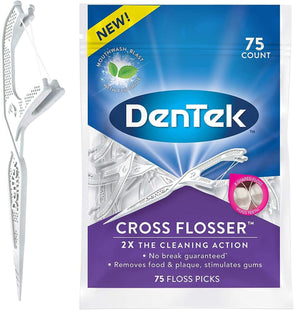 DenTek Cross Flosser Plaque Control Floss Picks X-Shaped 75ct (4 Pack) - Personal Care > Oral Dental & Flossers