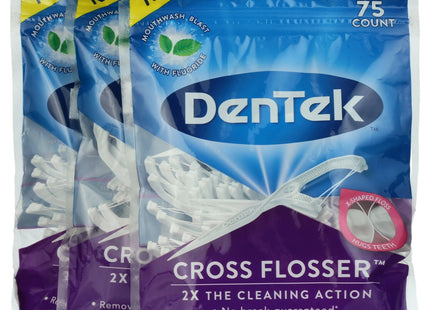 DenTek Cross Flosser Plaque Control Floss Picks X-Shaped 75ct (5 Pack) - Personal Care > Oral Dental & Flossers