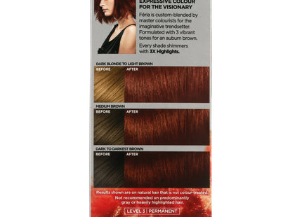 L'Oreal Paris Feria Permanent Hair Color, 56 Brilliant Bordeaux Auburn Brown (Pack Of 3)