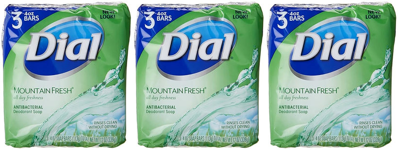 Dial Antibacterial Deodorant Soap Mountain Fresh Unisex 4oz 3 Bar (3 Pack) - Personal Care > Bath & Body Soaps