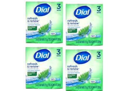 Dial Antibacterial Deodorant Soap Mountain Fresh Unisex 4oz 3 Bar (4 Pack) - Personal Care > Bath & Body Soaps