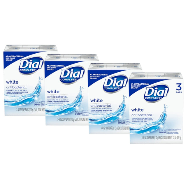 Dial Clean & Refresh Antibacterial Deodorant Bar Soap White 4oz 3 (4 Pack) - Personal Care > Bath Body Soaps