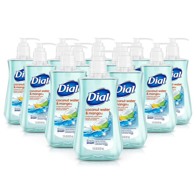 Dial Liquid Hydrating Hand Soap Coconut Water Mango Pump Bottle 7.5oz (12 Pack) - Personal Care > Bath & Body