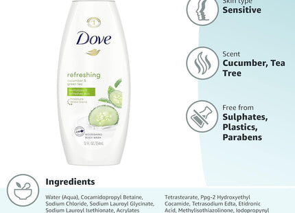 Dove Go fresh Moisture Body Wash Cucumber & Green 12oz (3 Pack) - Personal Care > Bath Washes Shower Gels