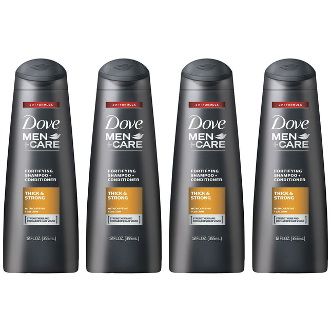 Dove Men + Care 2n1 Shampoo and Conditioner Thick Strong 12 Oz (4 Pack) - Personal Care > Hair & Styling