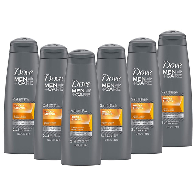 Dove Men + Care 2n1 Shampoo and Conditioner Thick Strong 12 Oz (6 Pack) - Personal Care > Hair & Styling