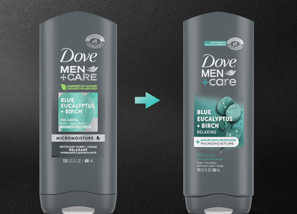 Dove Men + Care Body and Face Wash Blue Eucalyptus + Birch 18oz (2 Pack) - Personal Care > Bath & Washes Shower Gels