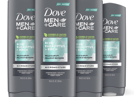 Dove Men + Care Body and Face Wash Blue Eucalyptus + Birch 18oz (4 Pack) - Personal Care > Bath & Washes Shower Gels