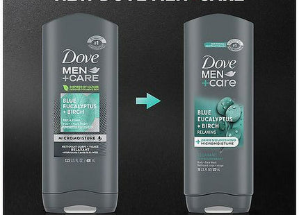 Dove Men + Care Body and Face Wash Blue Eucalyptus + Birch 18oz (4 Pack) - Personal Care > Bath & Washes Shower Gels