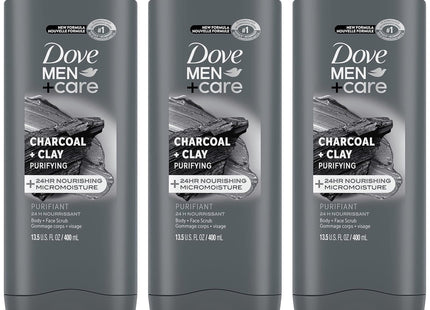 Dove Men Care Elements Charcoal Clay Body Wash 13.5oz (3 Pack) - Personal > Bath & Washes Shower Gels