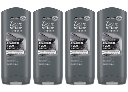 Dove Men Care Elements Charcoal Clay Body Wash 13.5oz (4 Pack) - Personal > Bath & Washes Shower Gels