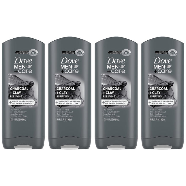 Dove Men Care Elements Charcoal Clay Body Wash 13.5oz (4 Pack) - Personal > Bath & Washes Shower Gels