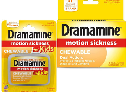 Dramamine Kids Chewable Motion Sickness Relief Tablets Grape 8ct (7 Pack) - Health Care > Over-the-Counter Medication