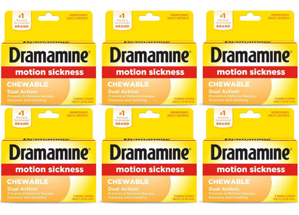 Dramamine Motion Sickness Relief Chewable Tablets Orange Flavored 8ct (4 Pack) - Health Care > Over-the-Counter