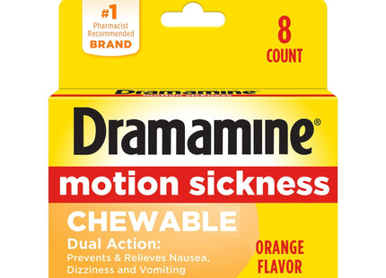 Dramamine Motion Sickness Relief Chewable Tablets Orange Flavored 8ct (24 Pack) - Health Care > Over-the-Counter