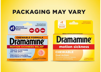 Dramamine Motion Sickness Relief Chewable Tablets Orange Flavored 8ct (24 Pack) - Health Care > Over-the-Counter