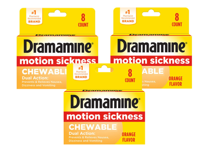 Dramamine Motion Sickness Relief Chewable Tablets Orange Flavored 8ct (24 Pack) - Health Care > Over-the-Counter