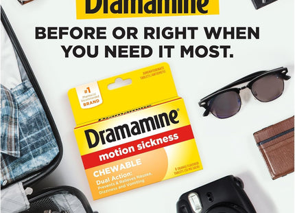 Dramamine Motion Sickness Relief Chewable Tablets Orange Flavored 8ct (24 Pack) - Health Care > Over-the-Counter