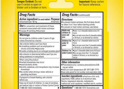 Dramamine Motion Sickness Relief Chewable Tablets Orange Flavored 8ct - Health Care > Over-the-Counter Medication