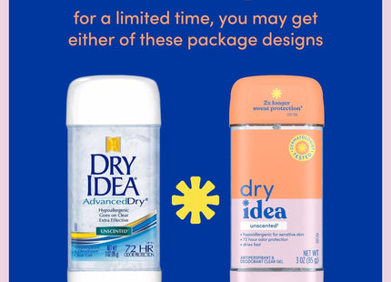 Dry Idea Advanced Antiperspirant Deodorant Clear Gel Unscented 3oz (4 Pack) - Personal Care > Bath & Body