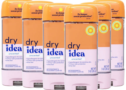 Dry Idea Advanced Antiperspirant Deodorant Clear Gel Unscented 3oz (6 Pack) - Personal Care > Bath & Body