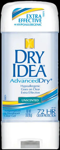 a close up of a bottle of dry idea deodorant