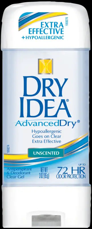 a close up of a bottle of dry idea deodorant