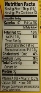 a nutrition label on a yellow box