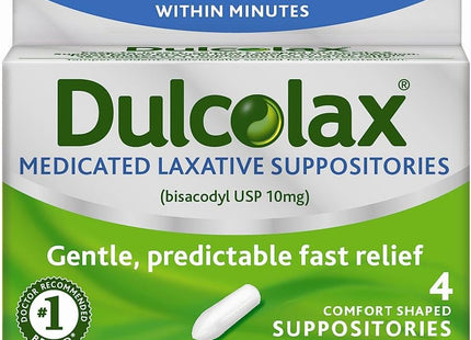 Dulcolax Laxative Suppository Gentle Overnight Constipation Relief 4ct (4 Pack) - Health Care > Over-the-Counter