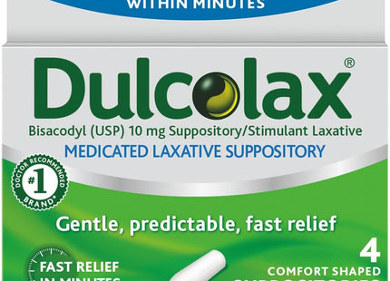 Dulcolax Laxative Suppository Gentle Overnight Constipation Relief 4ct - Health Care > Over-the-Counter Medication